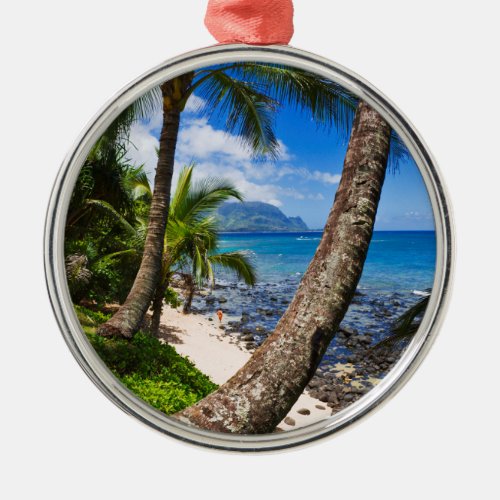 Palm Trees Along Hideaways Beach Metal Ornament