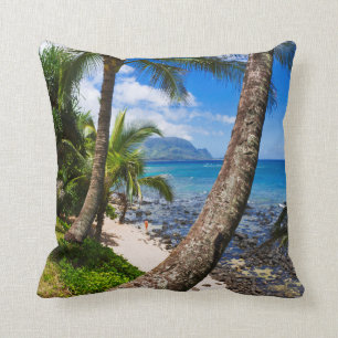 Palm Trees Along Hideaways Beach Throw Pillow