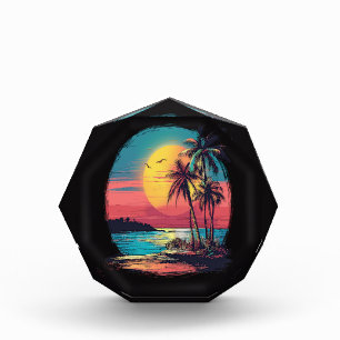 Palm trees and beach acrylic award
