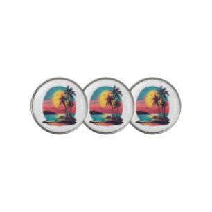 Palm trees and beach golf ball marker