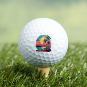 Palm trees and beach golf balls