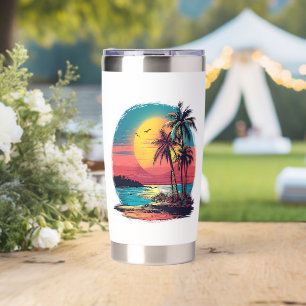 Palm trees and beach insulated tumbler