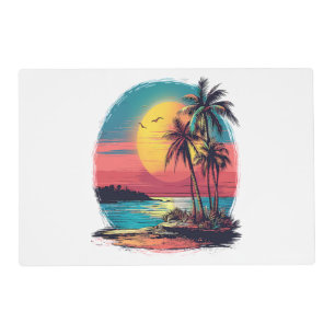 Palm trees and beach placemat
