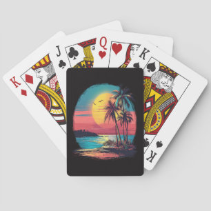 Palm trees and beach poker cards