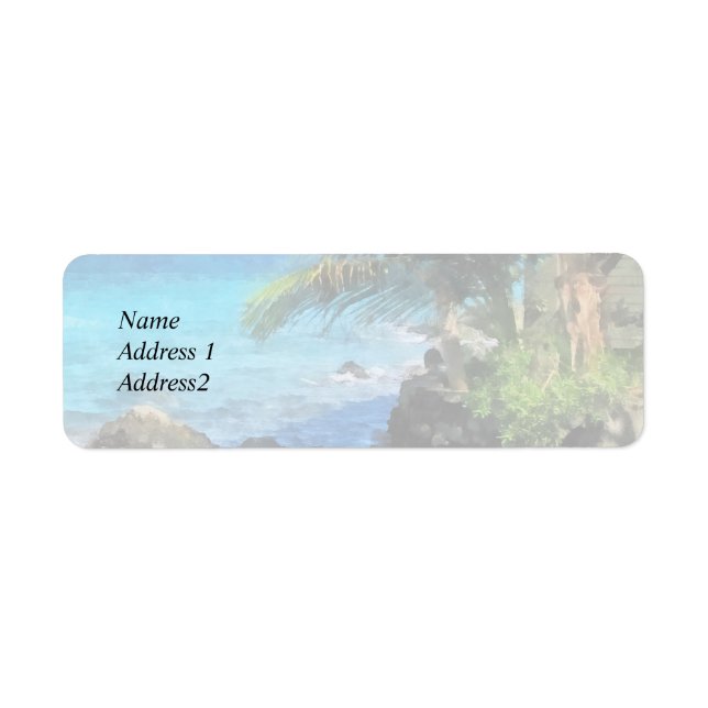 Palm Trees and Beach St. Thomas VI Save the Date Label (Front)