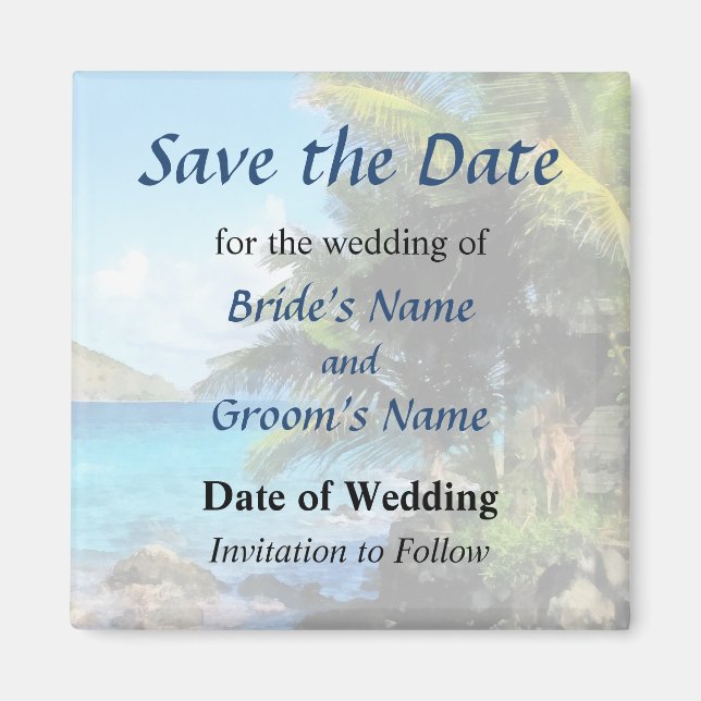 Palm Trees and Beach St. Thomas VI Save the Date Magnet (Front)