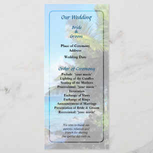 Palm Trees and Beach St. Thomas VI Wedding Program
