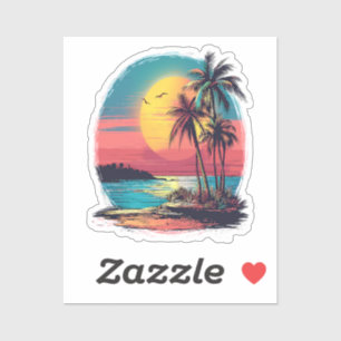 Palm trees and beach sticker