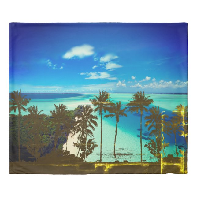 Palm Trees And Beach Themed King Size Duvet Cover (Front)