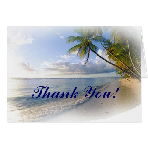 Palm Trees and Beach wedding Thank You notecards Card | Zazzle