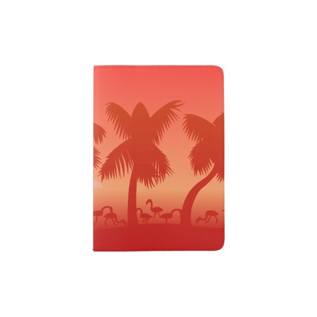 Palm Trees And Birds Passport Holder (Front)