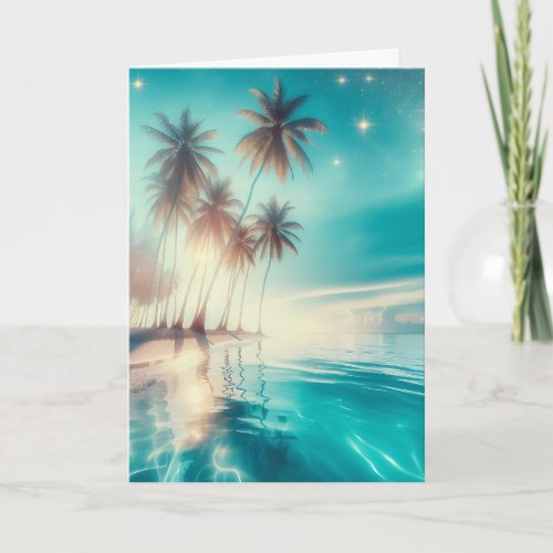 Palm Trees and Blue Ocean Water Anniversary Card