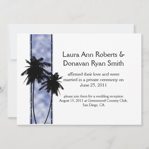 Palm Trees and Blue Post Wedding Invitation