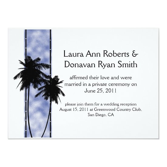 Palm Trees and Blue Post Wedding Invitation