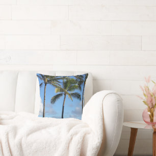 Palm Trees and Blue Sky Throw Pillow