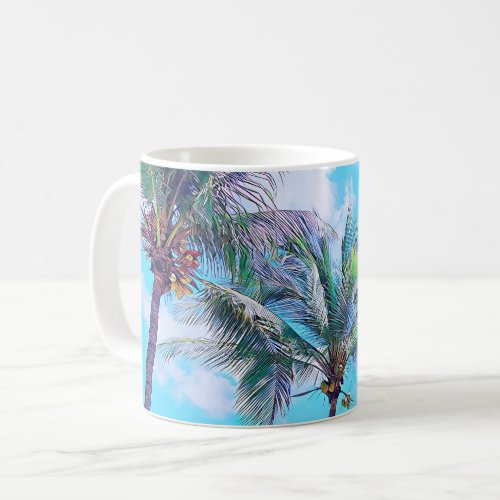 Palm Trees and Blue Sky Tropical Coffee Mug
