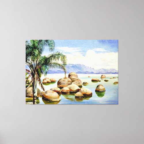 Palm Trees and Boulders in the Bay of Rio Brazil Canvas Print