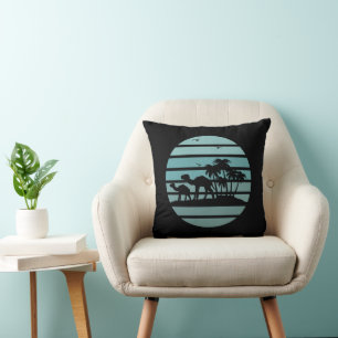 palm trees and camels throw pillow
