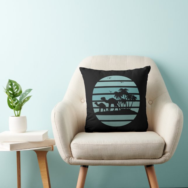 palm trees and camels  throw pillow (Chair)