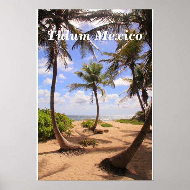 Palm trees and Caribbean Sea Tulum Mexico Poster (Front)