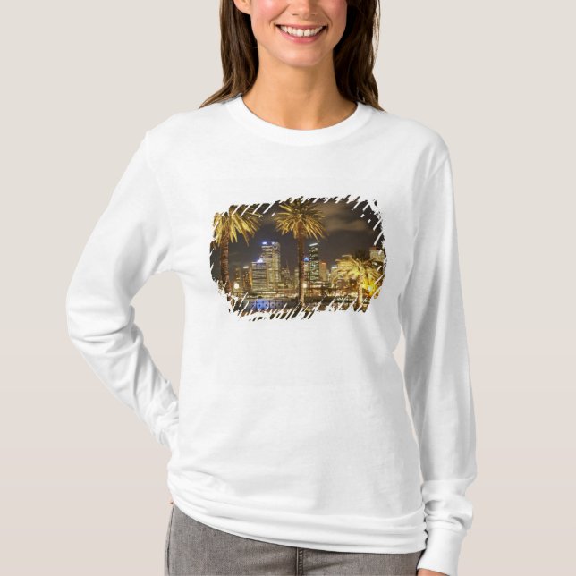 Palm Trees and CBD at Night, Sydney, New South T-Shirt (Front)