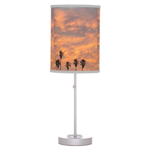 Palm Trees  And Fire Sky Table Lamp