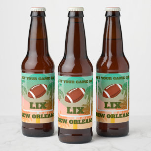 Palm Trees and Football Uprights Party Beer Bottle Label