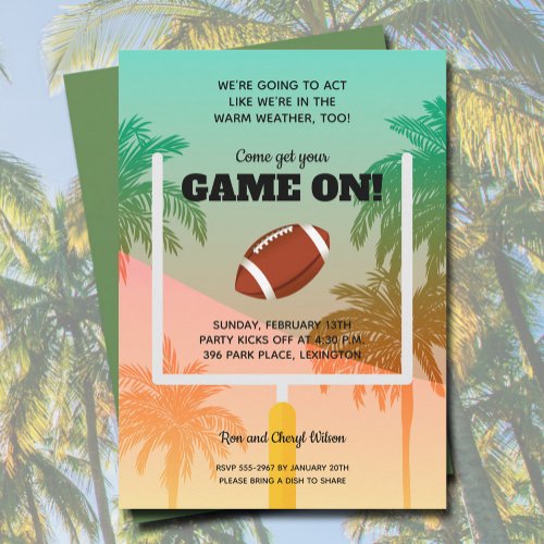 Palm Trees and Football Uprights Party Invitation