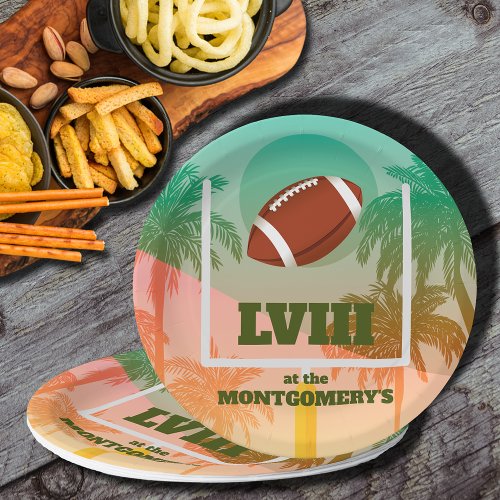 Palm Trees and Football Uprights Party Paper Plates