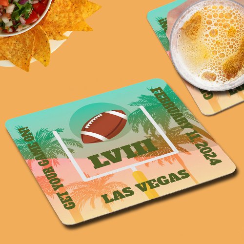 Palm Trees and Football Uprights Square Paper Coaster