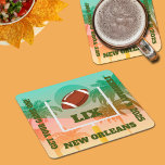 Palm Trees and Football Uprights Square Paper Coaster<br><div class="desc">Football game day heavy paper pulp COASTERS super fans will love featuring palm trees and a football sailing through the uprights. Perfect for the big game February 13,  2022 in Los Angeles. MATCHING party invitations,  plates,  napkins and more in our store.</div>