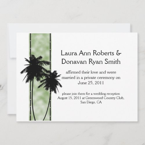 Palm Trees and Green Post Wedding Invitation