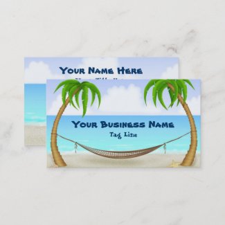 Palm Trees and Hammock Tropical Beach Business Card