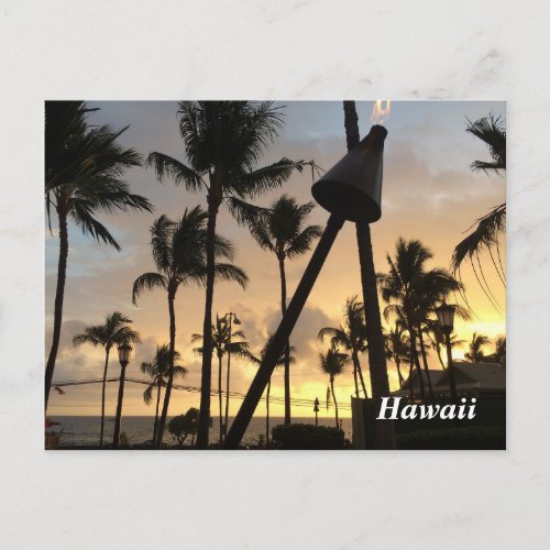 Palm Trees and Hawaiian Sunset Postcard