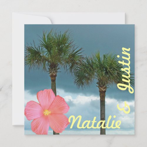 Palm Trees and Hibiscus Tropical Save the Date