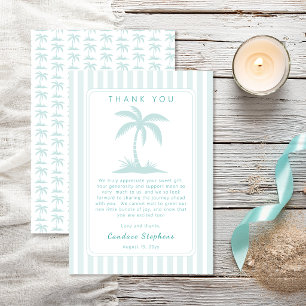 Palm Trees and Pacifiers Blue Coastal Baby Shower Thank You Card