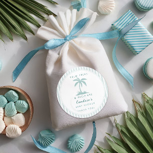 Palm Trees and Pacifiers Coastal Baby Shower Favor Classic Round Sticker