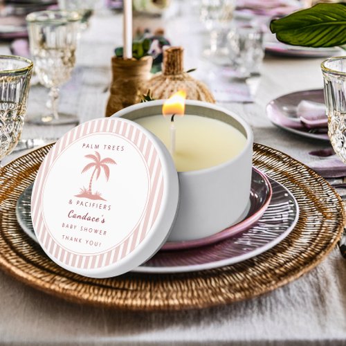 Palm Trees and Pacifiers Pink Coastal Baby Shower  Mini Candle Favors