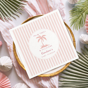 Palm Trees and Pacifiers Pink Coastal Baby Shower Napkins