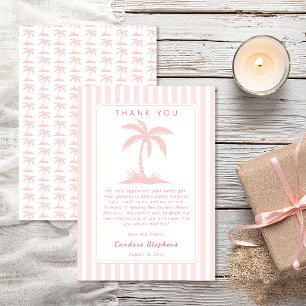 Palm Trees and Pacifiers Pink Coastal Baby Shower Thank You Card
