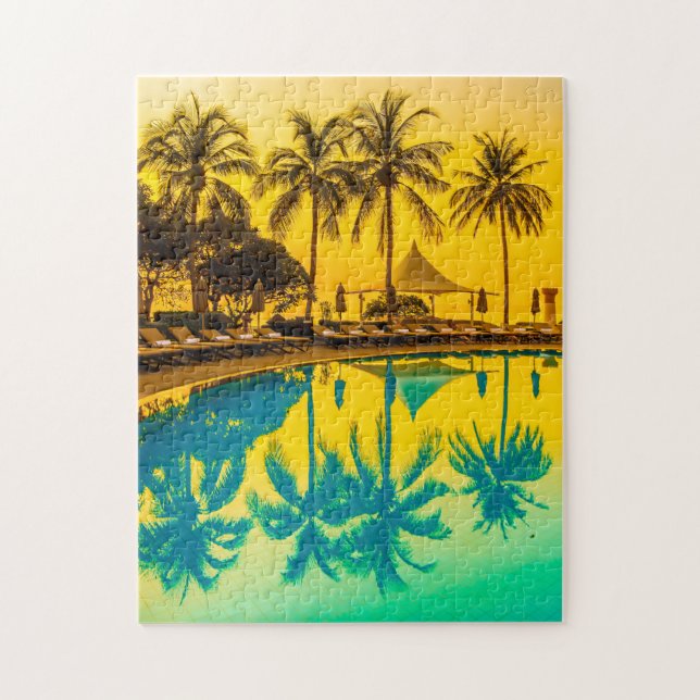 Palm Trees and Pool Jigsaw Puzzle (Vertical)