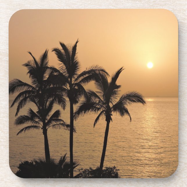 Palm Trees and Romantic Sunset Beverage Coaster (Front)