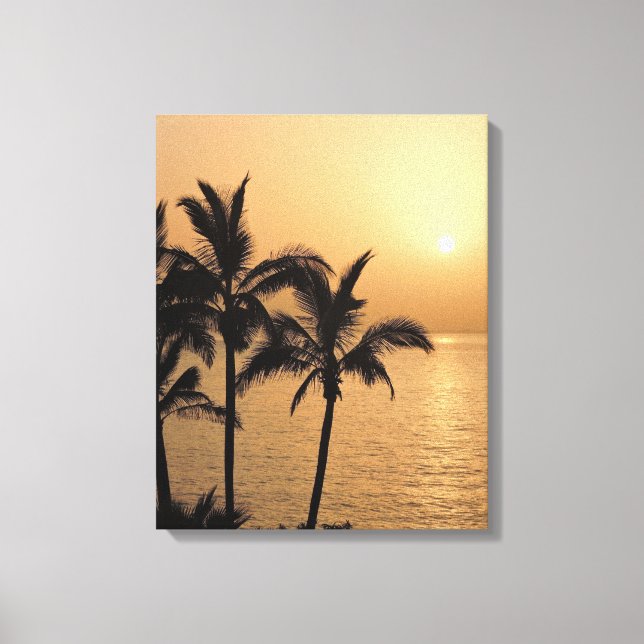 Palm Trees and Romantic Sunset Canvas Print (Front)