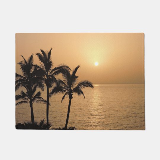 Palm Trees And Romantic Sunset Doormat