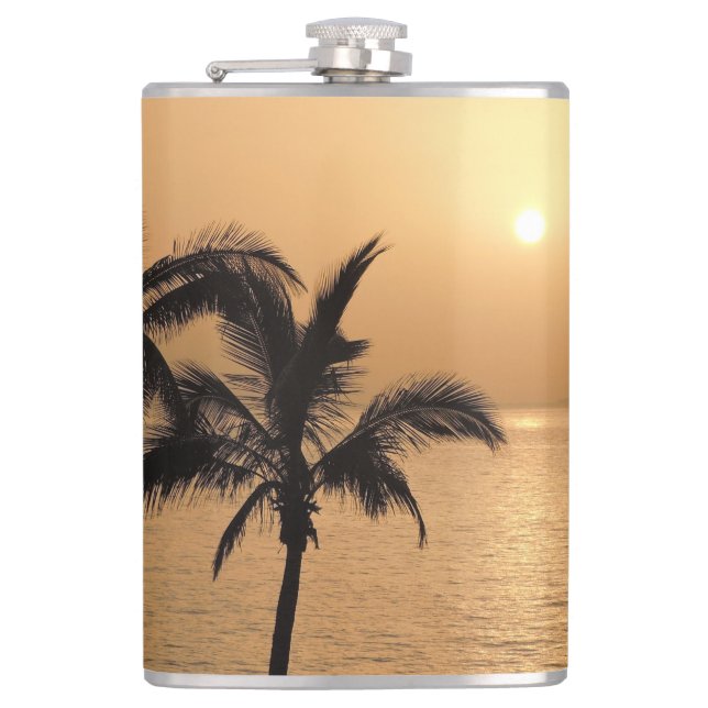Palm Trees and Romantic Sunset Flask (Front)
