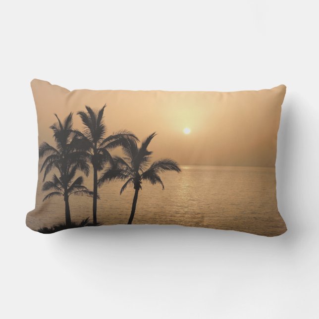 Palm Trees and Romantic Sunset Lumbar Pillow (Front)