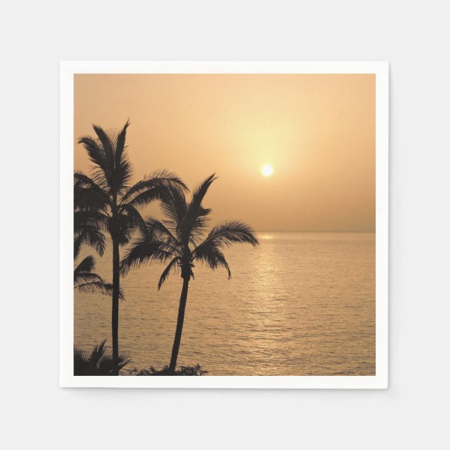 Palm Trees and Romantic Sunset Napkins (Front)
