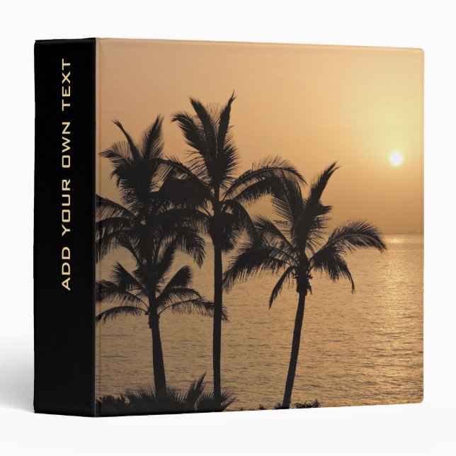 Palm Trees and Romantic Sunset Personalised 3 Ring Binder (Front/Spine)