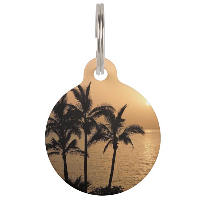 Palm Trees and Romantic Sunset Pet ID Tag (Front)