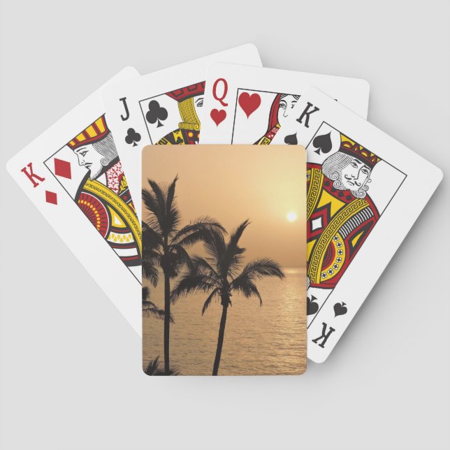 Palm Trees and Romantic Sunset Poker Cards (Back)